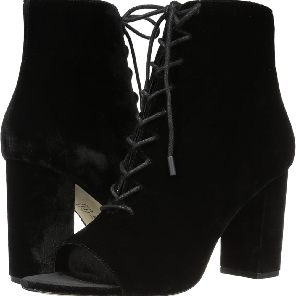 Joie Black Velvet Lace Up Heel